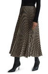 Reiss Women's Elessia Pleated Houndstooth Wool-blend Midi-skirt In Black/white