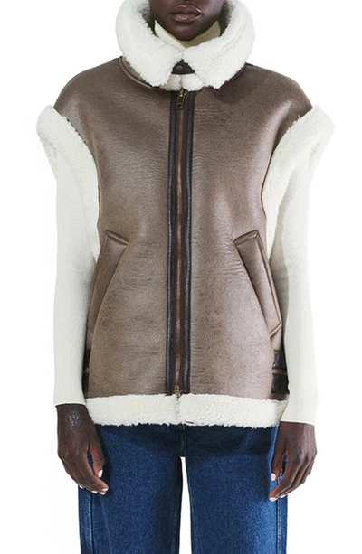 Apparis Faux-shearling Trim Gilet In Mineral