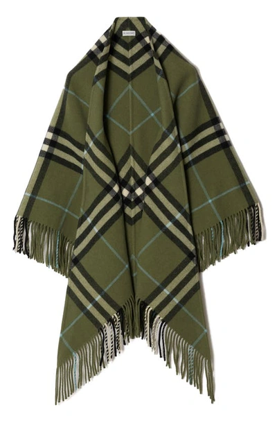 Burberry Check Wool Cape In Shrub