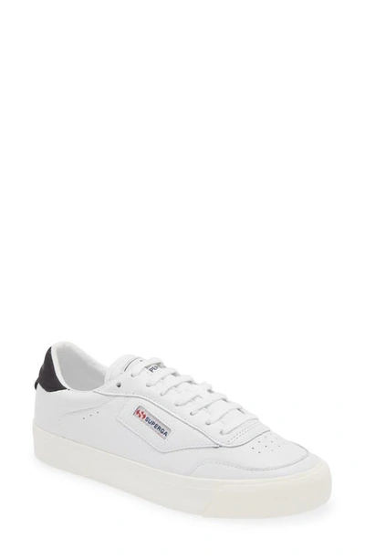 Superga 3843 Logo-patch Leather Sneakers In White Bristol Black Favorio