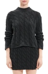 Theory Wool-cashmere Mock-neck Cable Sweater In Charcoal