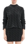 Theory Wool-cashmere Mock-neck Cable Sweater In Char