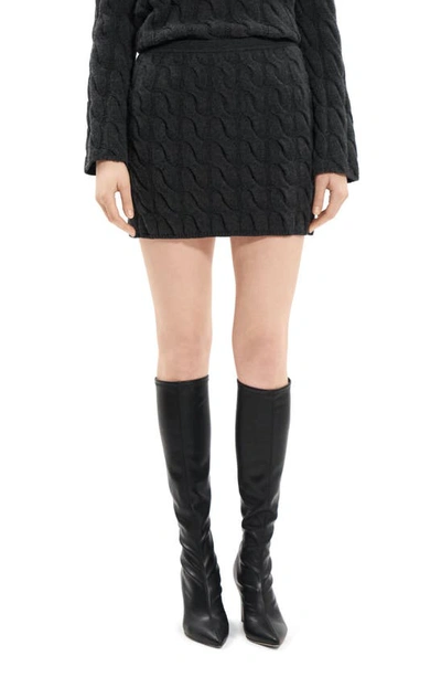 Theory Cable-knit High-waist Skirt In Charcoal