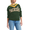 TOMMY HILFIGER TOMMY HILFIGER GREEN GREEN BAY PACKERS HEIDI RAGLAN V-NECK SWEATER