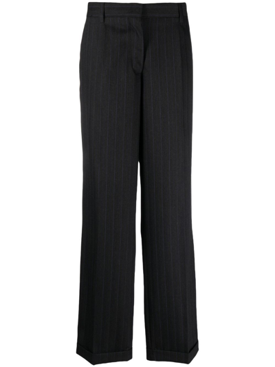 Miu Miu Pinstripe Straight-leg Trousers In Blue