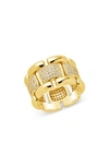 Sterling Forever Avina Cz Watch Chain Ring In Gold