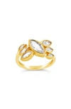Sterling Forever Anastasia Marquise Cubic Zirconia Ring In Gold