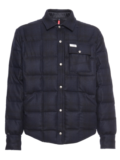 Fay Quilted Overshirt Jacket In Blue