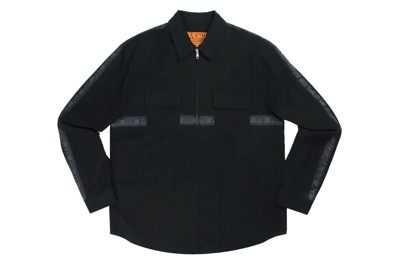 Pre-owned Ftp Logo Tape Zip Up Work Shirt Black