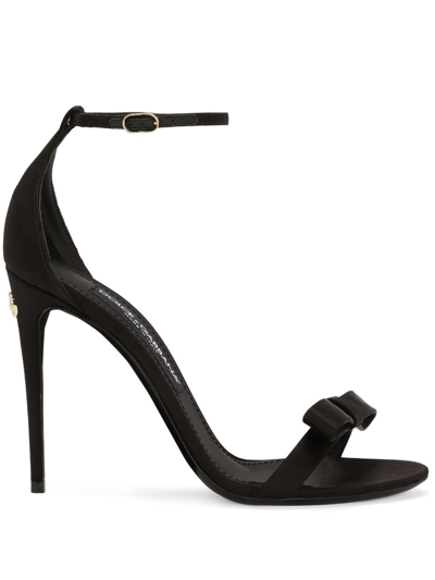 Dolce & Gabbana Keira 105mm Bow-detail Satin Sandals In Black