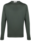 John Smedley Crew Neck Fine Knit Sweater In Green