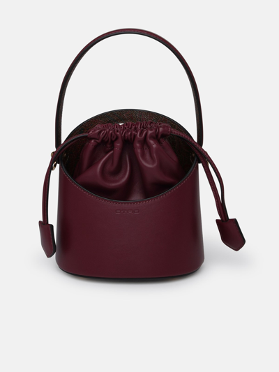 Etro Small 'saturno' Burgundy Leather Bag In Bordeaux