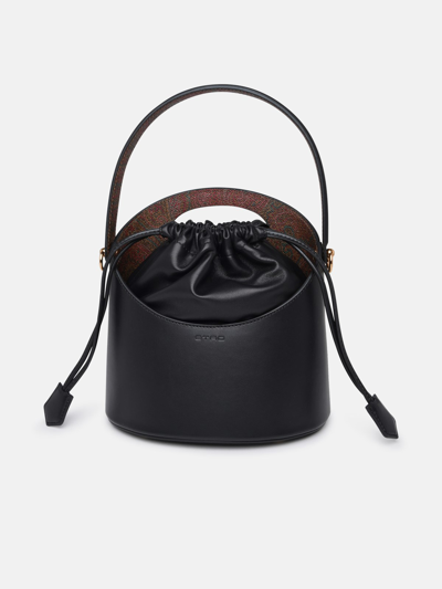 Etro Large 'saturno' Bag In Black Leather