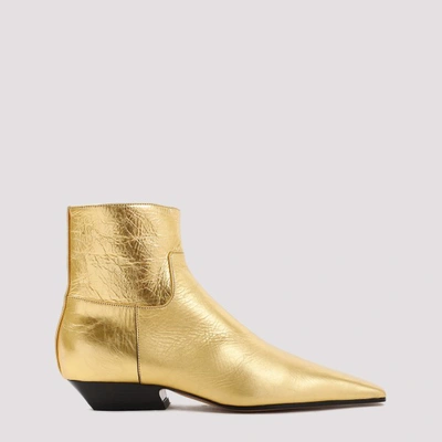 Khaite Marfa Classic Metallic Leather Ankle Boots In Gold