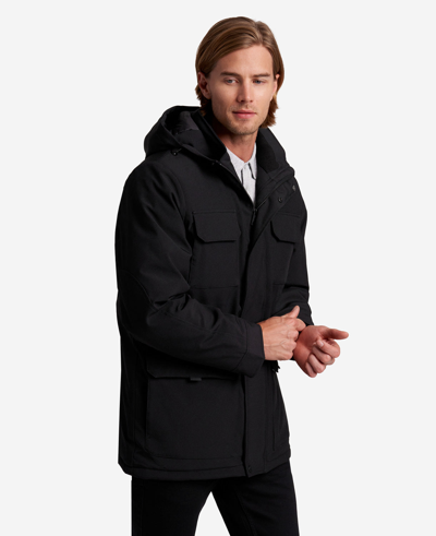 Kenneth Cole Oxford Utility Hooded Coat In Black