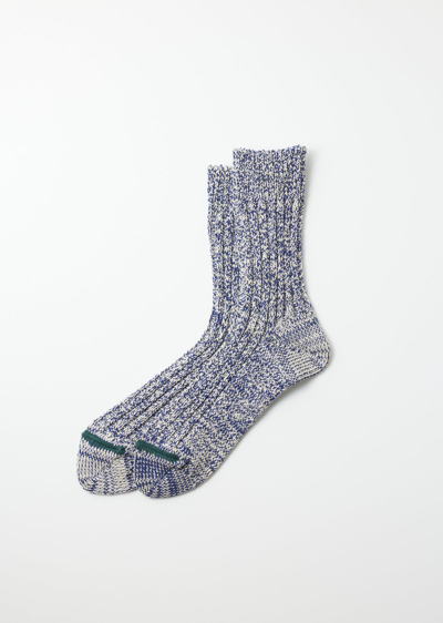 Alex Mill Recycled Cotton Ribbed Crew Socks In Blue/ivory