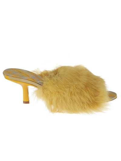 Burberry 60mm Shearling Open-toe Sandals In Yellow