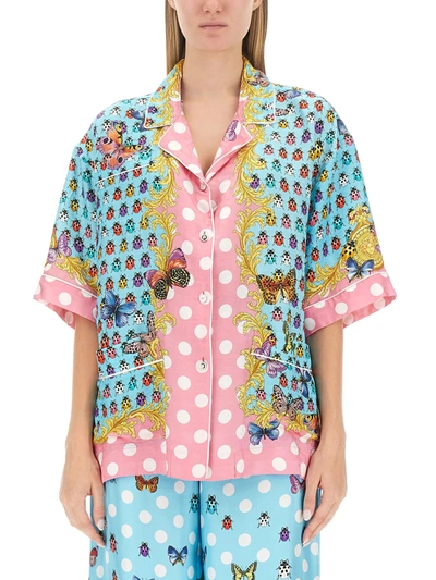 Versace Butterfly Print Shirt In Multicolor