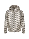 Valentino Down Jacket In Nylon With Toile Iconographe Print In St Toile Iconograph Beige/nero