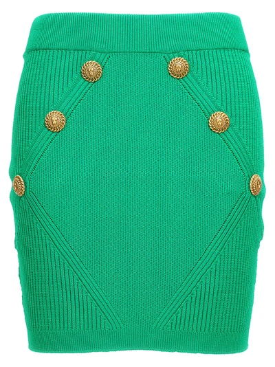 Balmain Knitted Skirt In Green