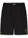 Dolce & Gabbana Thigh-length Monogram-print Swim Shorts In Black
