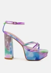 LONDON RAG PRISMA TIE-DYE HIGH PLATFORM HEELED SANDALS