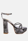 London Rag Prisma Tie-dye High Platform Heeled Sandals In Black
