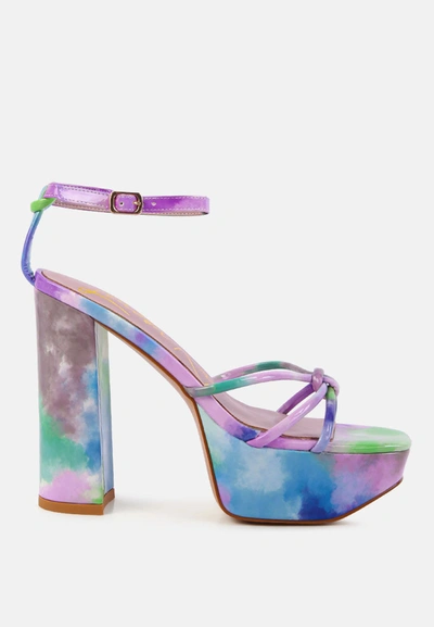 London Rag Prisma Tie-dye High Platform Heeled Sandals In Purple