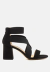 London Rag Benicia Elastic Strappy Block Heel Sandals In Black