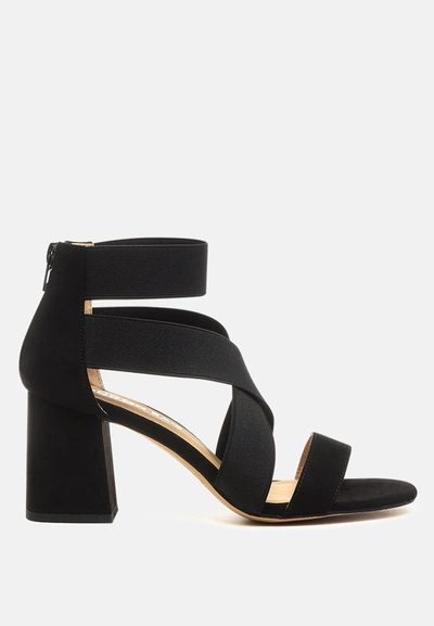 London Rag Benicia Elastic Strappy Block Heel Sandals In Black