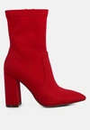 London Rag Ankle Lycra Block Heeled Boots In Red