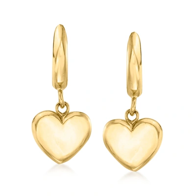 Canaria Fine Jewelry Canaria 10kt Yellow Gold Heart Hoop Drop Earrings