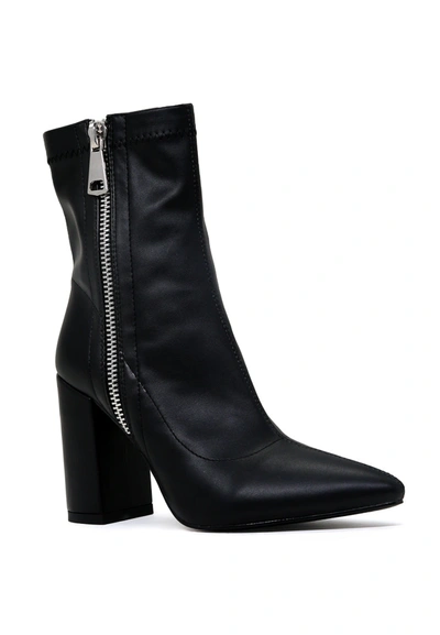 London Rag Valeria Pointed Toe High Ankle Boots With Side Zipper In Black