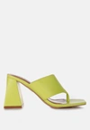 London Rag Muse Me Block Heel Slip On Thong Sandals In Green