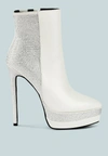 London Rag Encanto High Heeled Ankle Boots In White