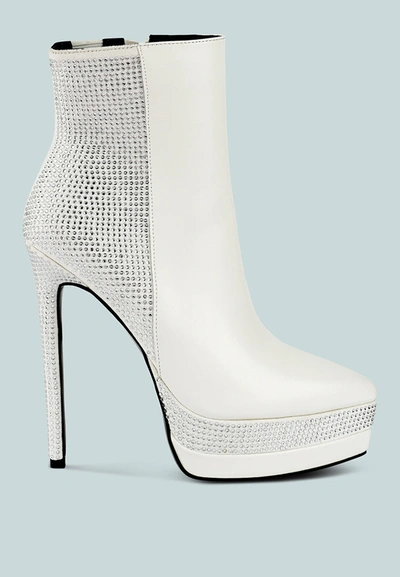 London Rag Encanto High Heeled Ankle Boots In White