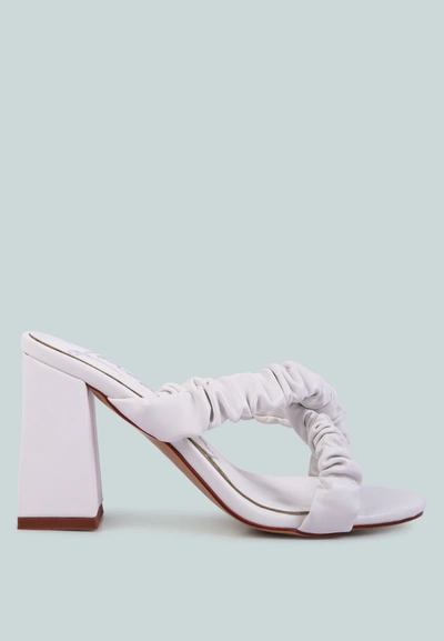 London Rag Page 3 Scrunchie Strap Block Sandals In White