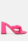 London Rag Page 3 Scrunchie Strap Block Sandals In Pink