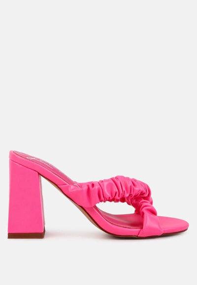 London Rag Page 3 Scrunchie Strap Block Sandals In Neon Pink