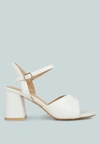 London Rag Nicholas Pleated Strap Block Heel Sandals In White