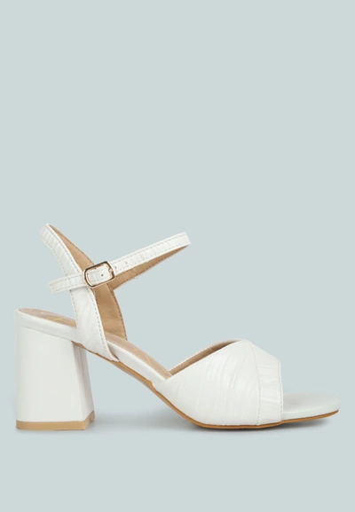 London Rag Nicholas Pleated Strap Block Heel Sandals In Off-white