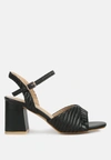 London Rag Nicholas Pleated Strap Block Heel Sandals In Black