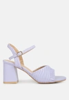 London Rag Nicholas Pleated Strap Block Heel Sandals In Purple