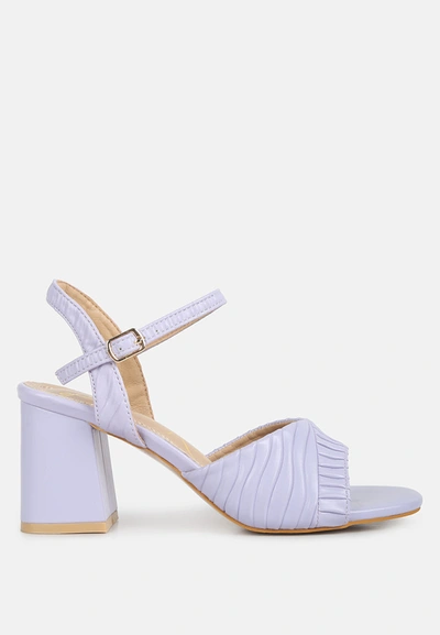 London Rag Nicholas Pleated Strap Block Heel Sandals In Lilac