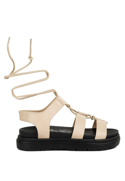 London Rag Dylan Faux Leather Gladiator Sandals In Beige