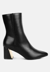 London Rag Kaira Metallic Accent Heel High Ankle Boots In Black