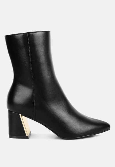 London Rag Kaira Metallic Accent Heel High Ankle Boots In Black