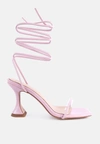 London Rag Biten Berry Spool Heeled Lace Up Sandal In Pink