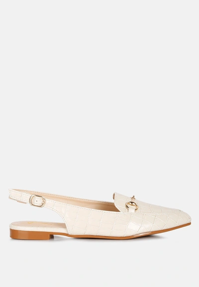 London Rag Trempe Croc Slingback Flat Sandals In Taupe