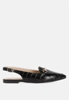 London Rag Trempe Croc Slingback Flat Sandals In Black